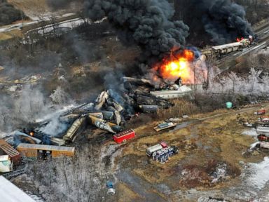 Release of toxic chemicals from derailed tanker cars begins